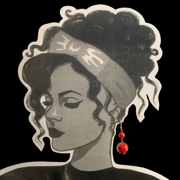 Cherry Red & White Swirl Fashion Earrings Gold Tone Holiday Woman’s Jewelry - Picture 4 of 8